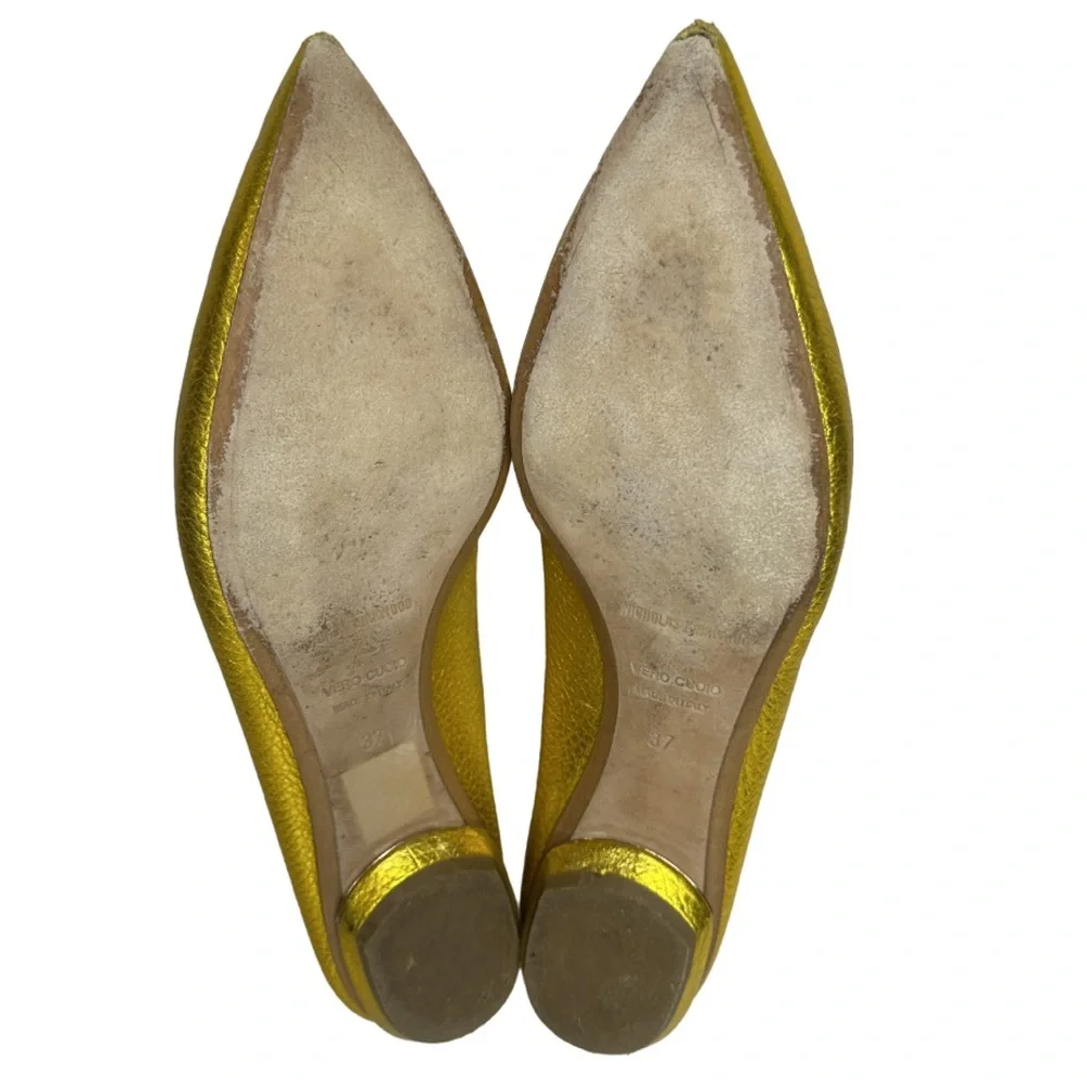 NICHOLAS KIRKWOOD | Beya Gold Leather Pointed Toe Flat Loafer Shoe Lux